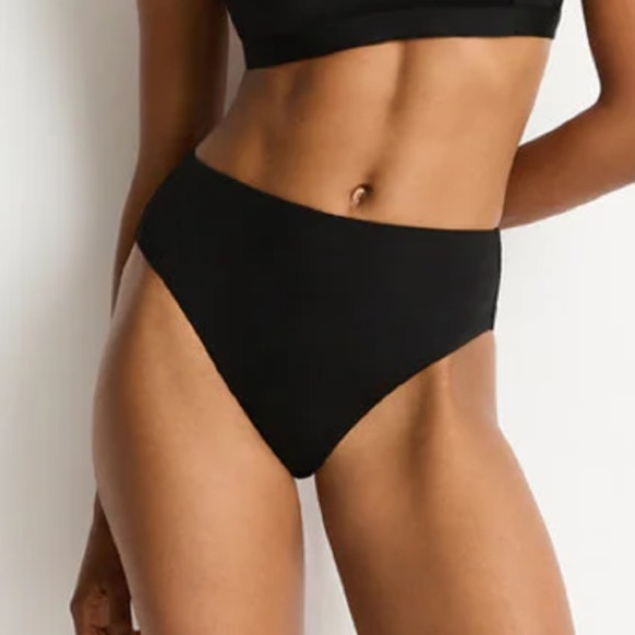2/$30 Sea Level Eco Essentials High Waist Bikini Bottom – Black – Size 8 - Picture 1 of 10